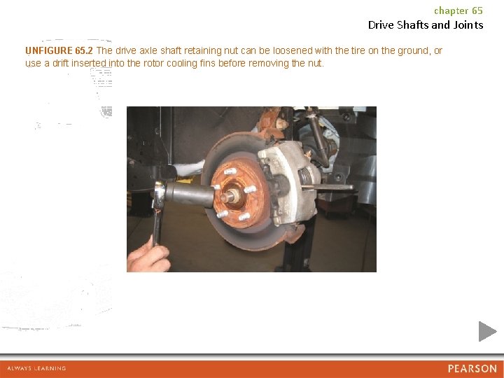 chapter 65 Drive Shafts and Joints UNFIGURE 65. 2 The drive axle shaft retaining