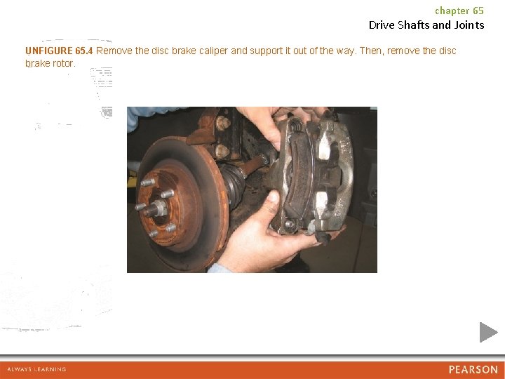 chapter 65 Drive Shafts and Joints UNFIGURE 65. 4 Remove the disc brake caliper