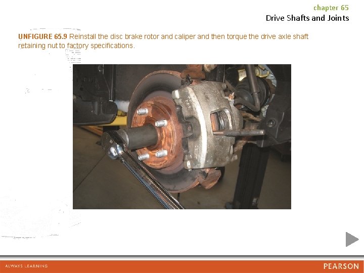 chapter 65 Drive Shafts and Joints UNFIGURE 65. 9 Reinstall the disc brake rotor