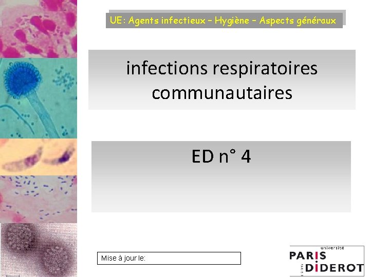 UE: Agents infectieux – Hygiène – Aspects généraux infections respiratoires communautaires ED n° 4