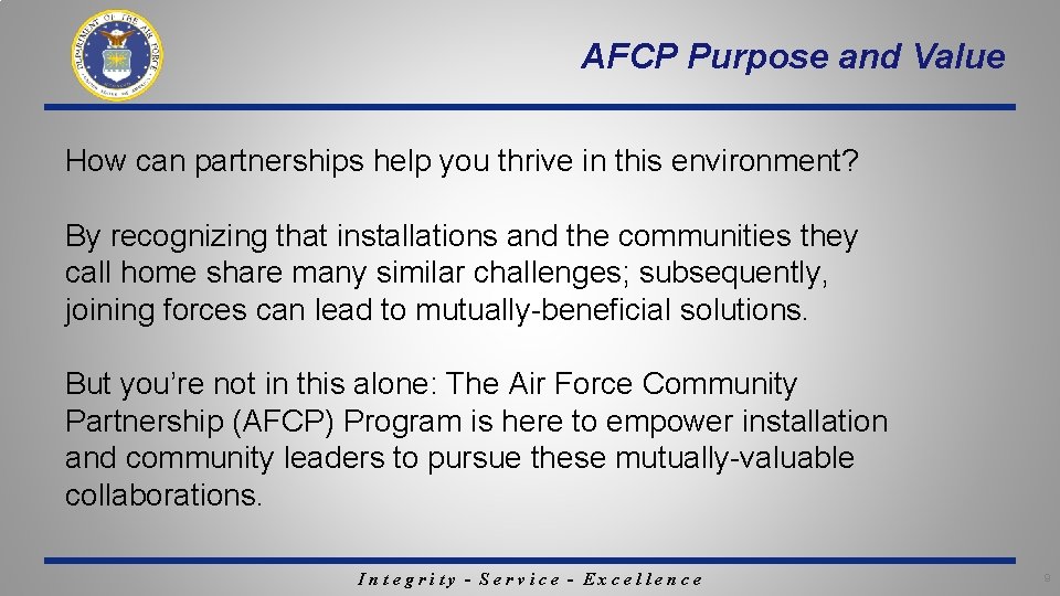 AFCP Purpose and Value How can partnerships help you thrive in this environment? By AFCP Purpose and Value How can partnerships help you thrive in this environment? By