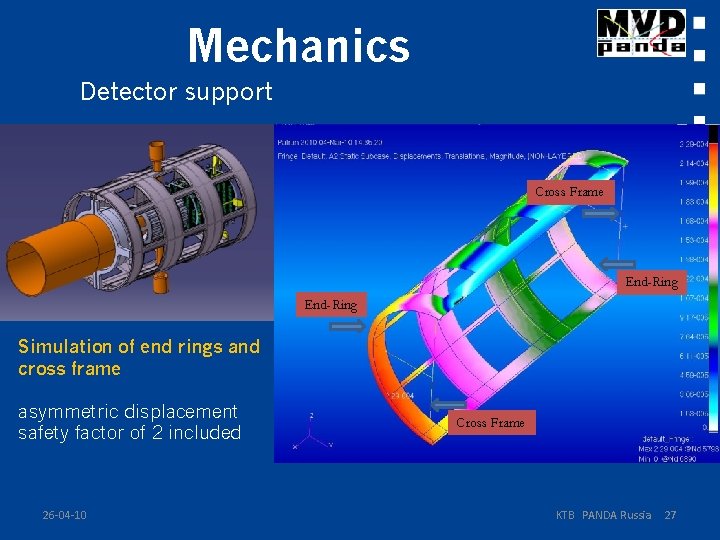 Mechanics Detector support Cross Frame End-Ring Simulation of end rings and cross frame asymmetric