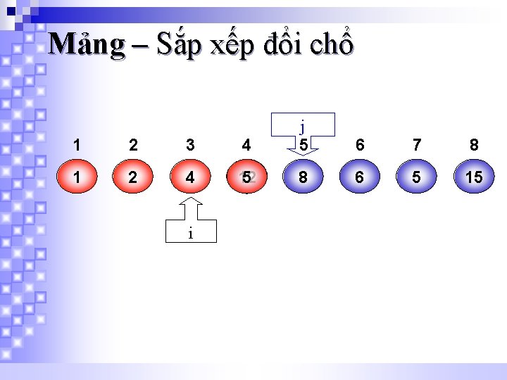 Mảng – Sắp xếp đổi chổ 1 2 3 4 j 5 1 2