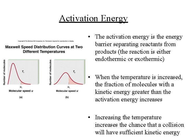 Activation Energy • The activation energy is the energy barrier separating reactants from products