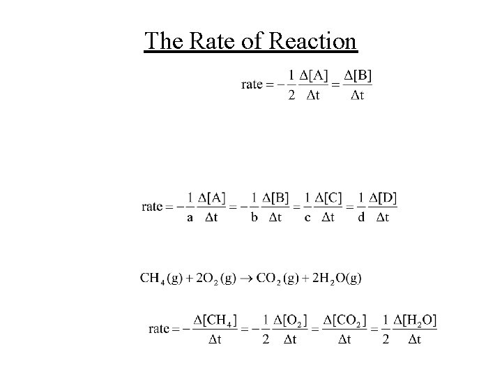 The Rate of Reaction 