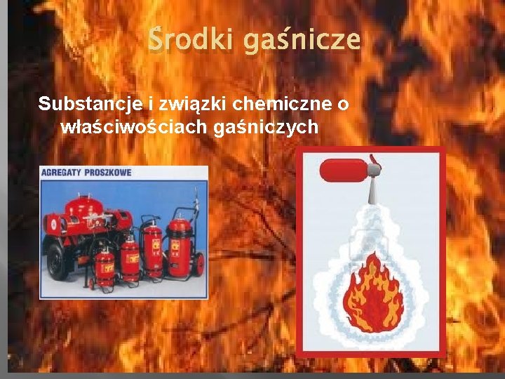 Środki gaśnicze Substancje i związki chemiczne o właściwościach gaśniczych 