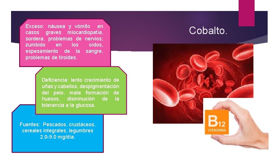 Exceso: náusea y vómito en casos graves miocardiopatía, sordera, problemas de nervios; zumbido en