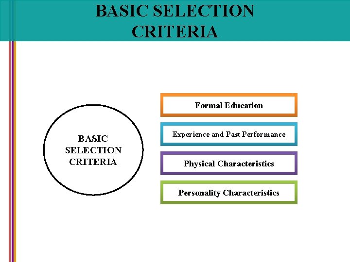 BASIC SELECTION CRITERIA Formal Education BASIC SELECTION CRITERIA Experience and Past Performance Physical Characteristics