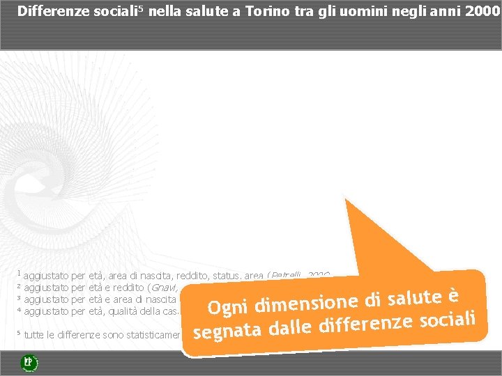 Differenze sociali 5 nella salute a Torino tra gli uomini negli anni 2000 1