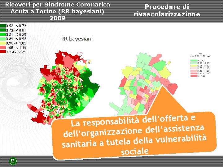 Ricoveri per Sindrome Coronarica Acuta a Torino (RR bayesiani) 2009 Procedure di rivascolarizzazione RR