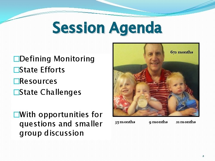 Session Agenda 672 months �Defining Monitoring �State Efforts �Resources �State Challenges �With opportunities for Session Agenda 672 months �Defining Monitoring �State Efforts �Resources �State Challenges �With opportunities for