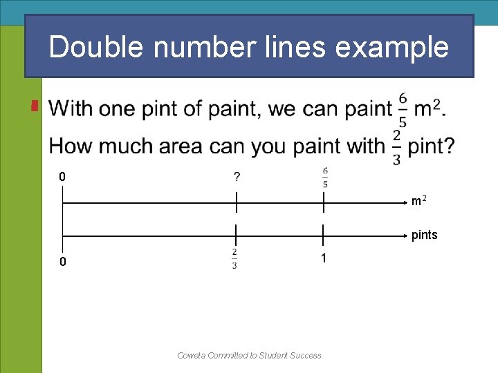 Double number lines example § 0 m 2 pints 0 Coweta Committed to Student