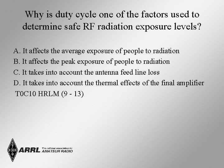 Why is duty cycle one of the factors used to determine safe RF radiation