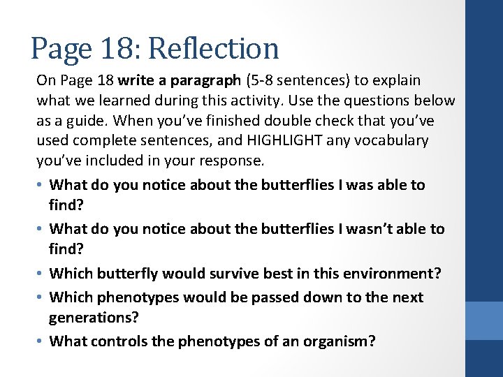 Page 18: Reflection On Page 18 write a paragraph (5 -8 sentences) to explain