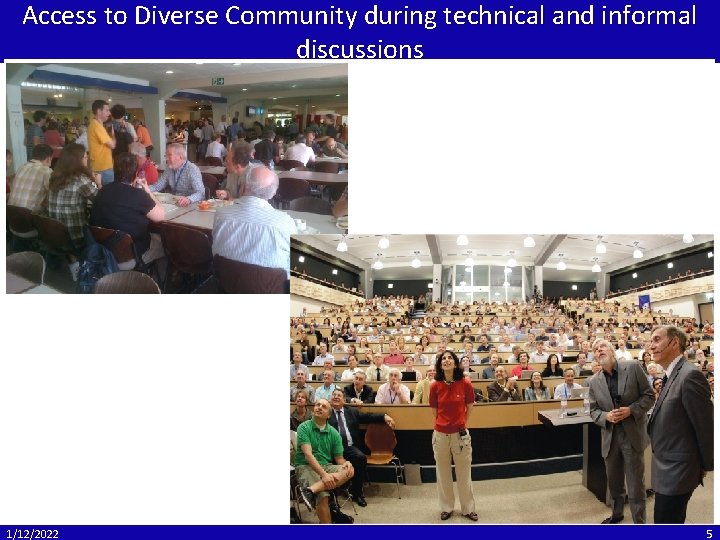 Access to Diverse Community during technical and informal discussions 1/12/2022 5 