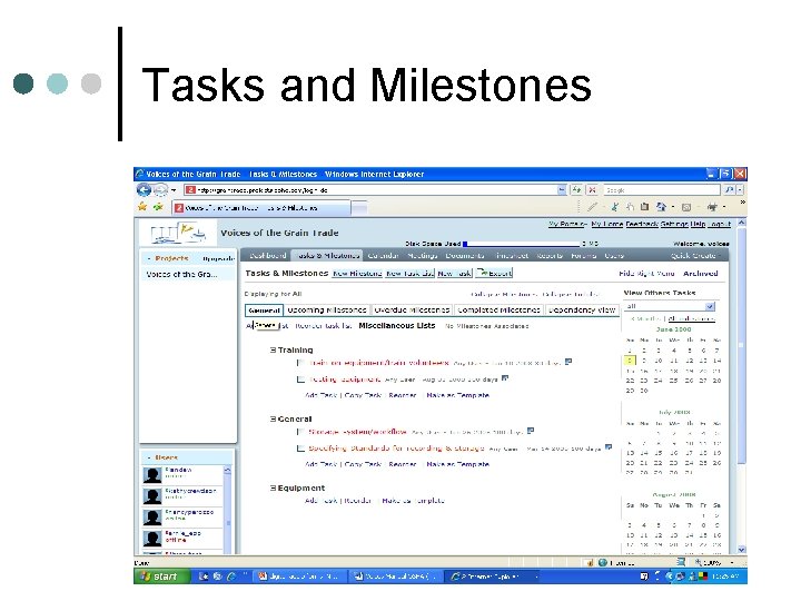 Tasks and Milestones 