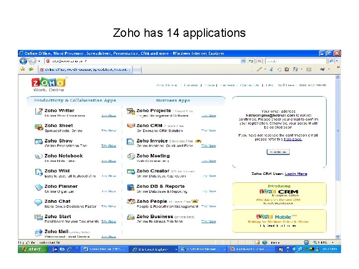 Zoho has 14 applications 