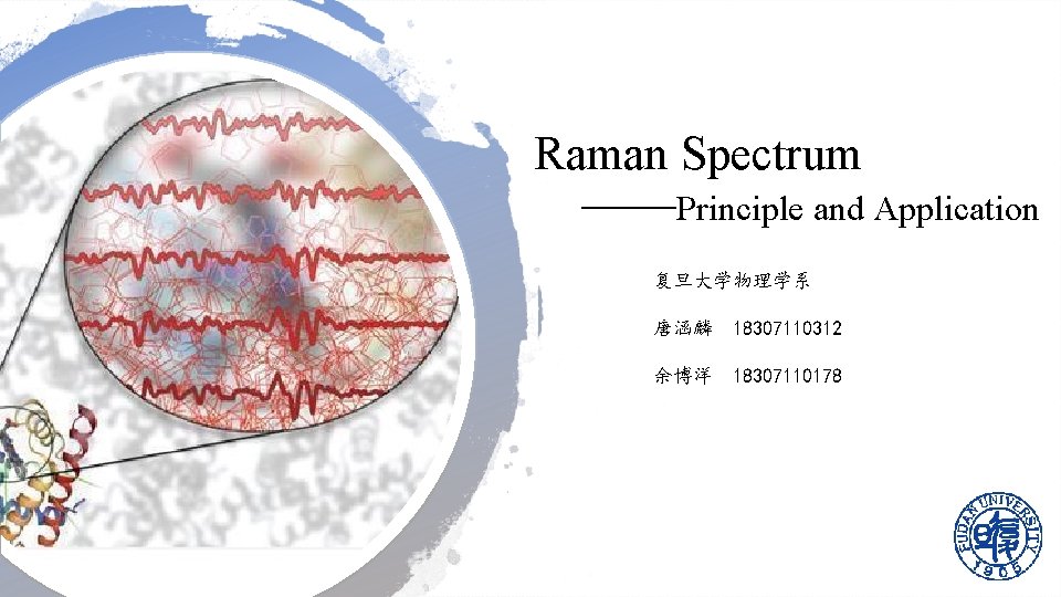 Raman Spectrum ——Principle and Application 复旦大学物理学系 唐涵麟 18307110312 余博洋 18307110178 