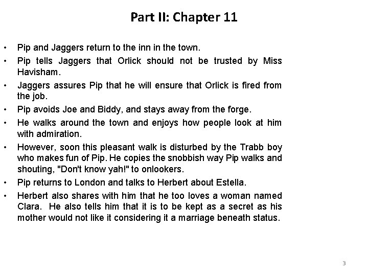Part II: Chapter 11 • • Pip and Jaggers return to the inn in