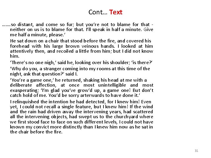 Cont… Text ……. so distant, and come so fur; but you’re not to blame