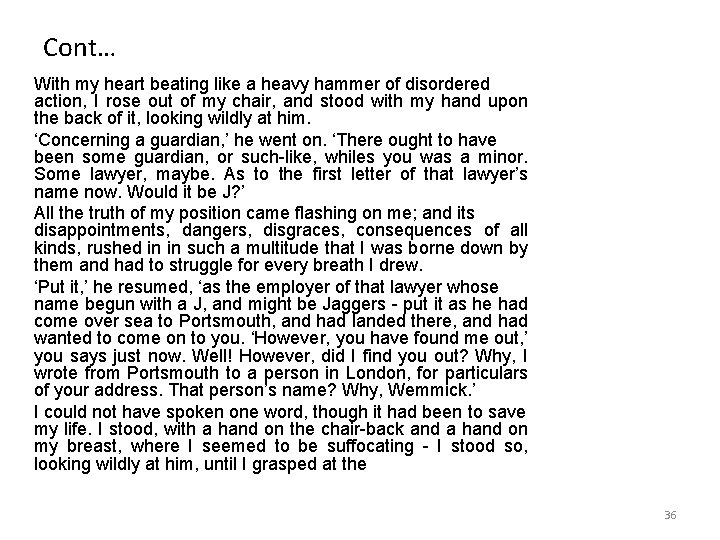 Cont… With my heart beating like a heavy hammer of disordered action, I rose