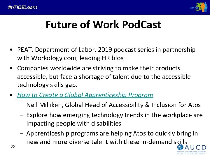 #n. TIDELearn Future of Work Pod. Cast • PEAT, Department of Labor, 2019 podcast