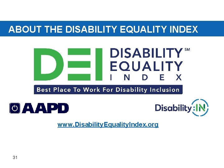 ABOUT THE DISABILITY EQUALITY INDEX www. Disability. Equality. Index. org 31 