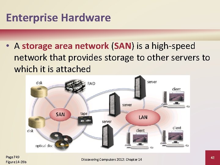 Enterprise Hardware • A storage area network (SAN) is a high-speed network that provides