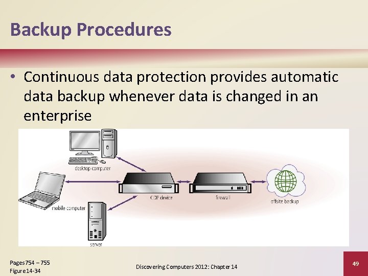 Backup Procedures • Continuous data protection provides automatic data backup whenever data is changed