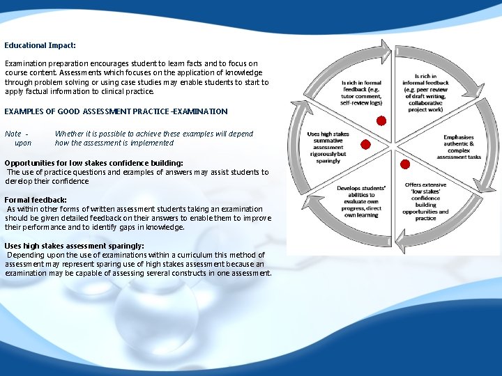 Educational Impact: Examination preparation encourages student to learn facts and to focus on course