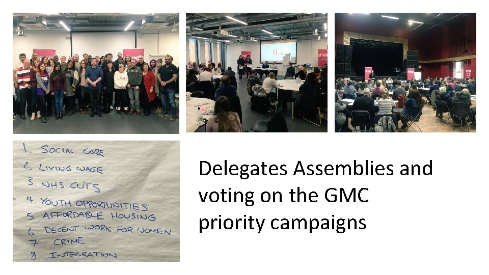 Delegates Assemblies and voting on the GMC priority campaigns 