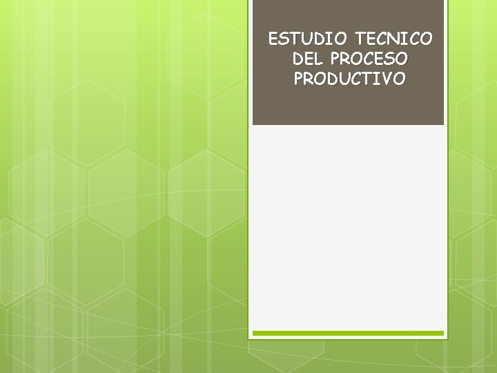 ESTUDIO TECNICO DEL PROCESO PRODUCTIVO 