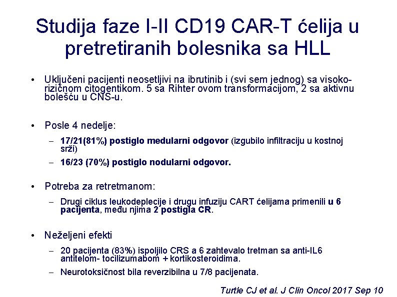 Studija faze I-II CD 19 CAR-T ćelija u pretretiranih bolesnika sa HLL • Uključeni