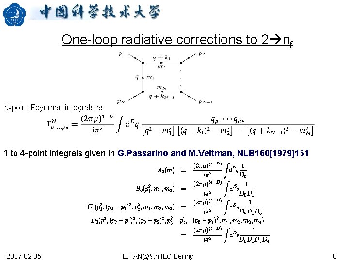 One-loop radiative corrections to 2 nf N-point Feynman integrals as 1 to 4 -point