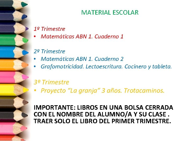 MATERIAL ESCOLAR 1º Trimestre • Matemáticas ABN 1. Cuaderno 1 2º Trimestre • Matemáticas