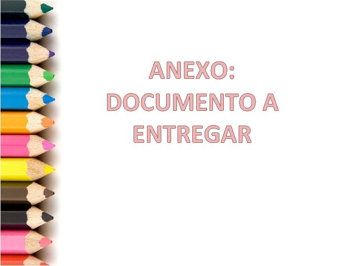 ANEXO: DOCUMENTO A ENTREGAR 