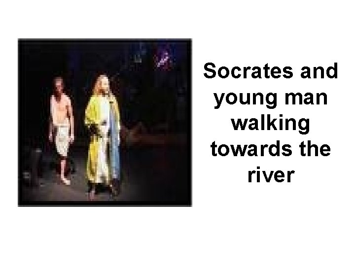 Socrates and young man walking towards the river 