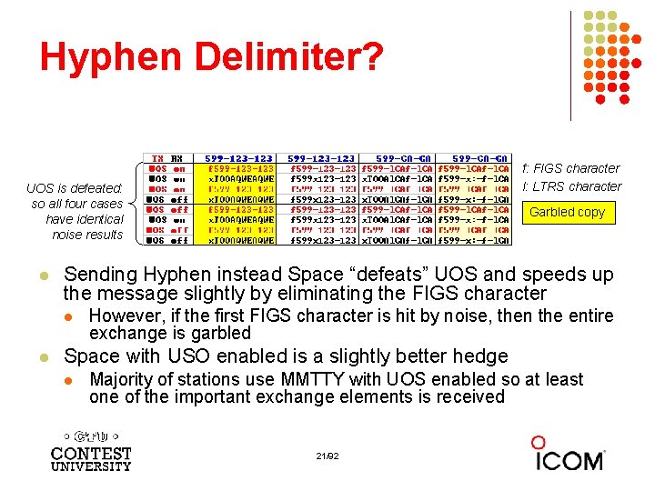 Hyphen Delimiter? f: FIGS character l: LTRS character UOS is defeated: so all four