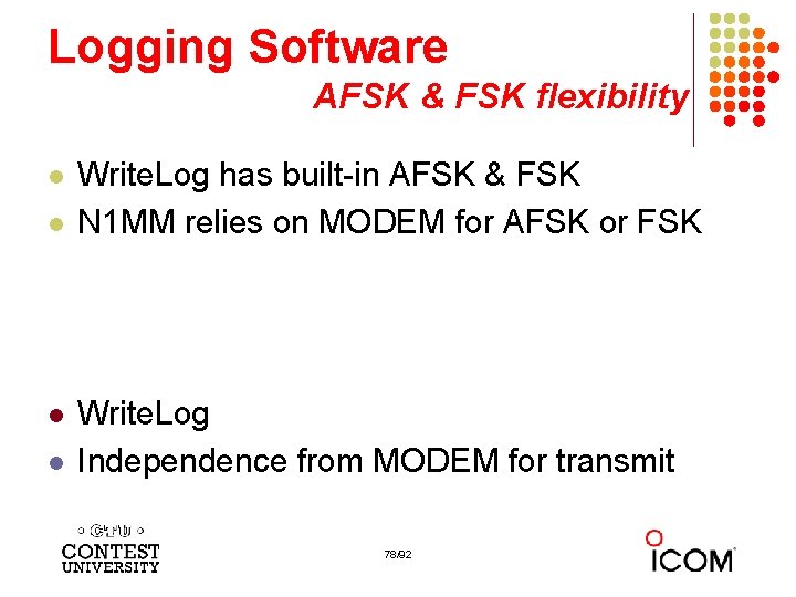 Logging Software AFSK & FSK flexibility l l Write. Log has built-in AFSK &