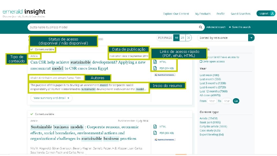 Status de acesso (disponível / não disponível) Data de publicação Tipo de conteúdo Links