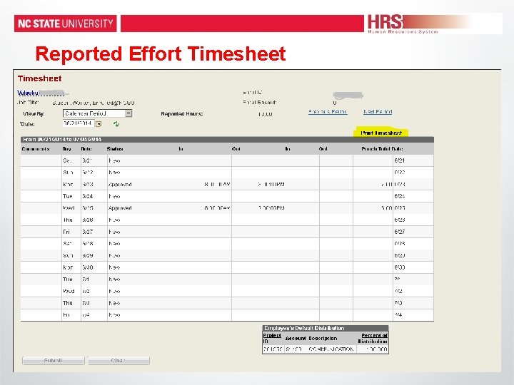 Reported Effort Timesheet Reported Effort Timesheet