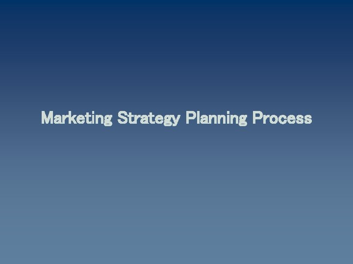 Marketing Strategy Planning Process 