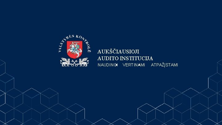 AUKŠČIAUSIOJI AUDITO INSTITUCIJA NAUDINGI VERTINAMI ATPAŽĮSTAMI 