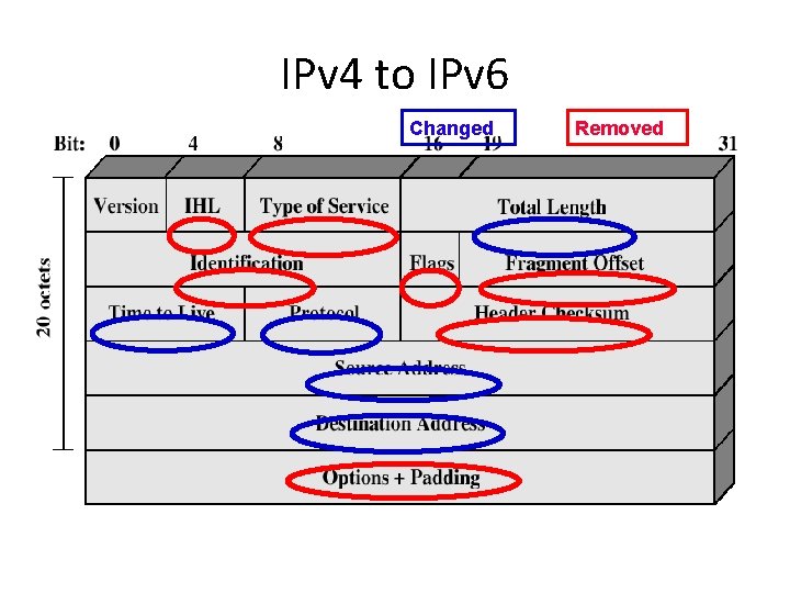 IPv 4 to IPv 6 Changed Removed 