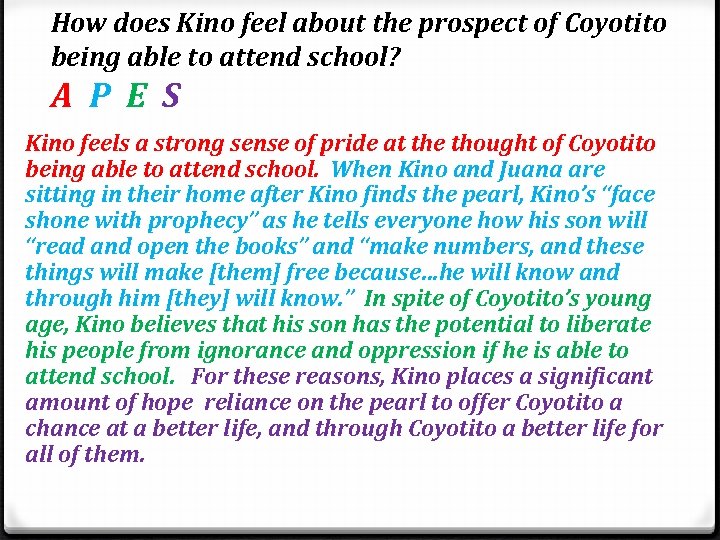 How does Kino feel about the prospect of Coyotito being able to attend school?