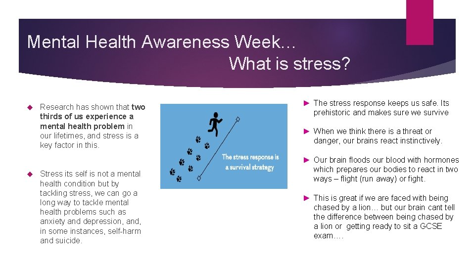 Mental Health Awareness Week… What is stress? Research has shown that two thirds of