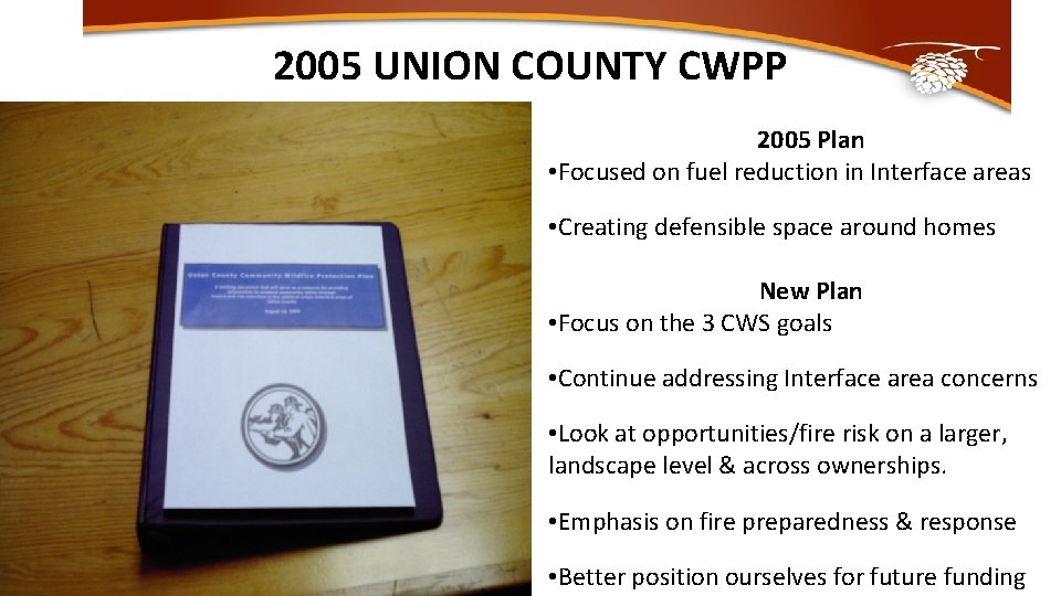 2005 UNION COUNTY CWPP 2005 Plan • Focused on fuel reduction in Interface areas