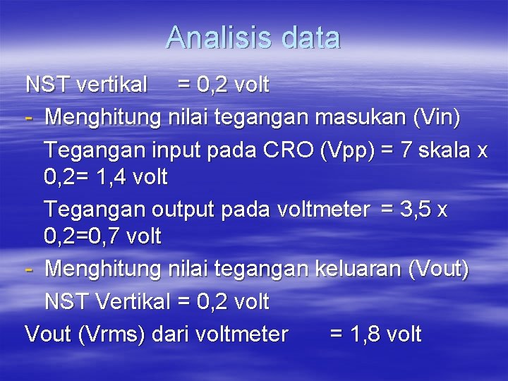 Analisis data NST vertikal = 0, 2 volt - Menghitung nilai tegangan masukan (Vin)