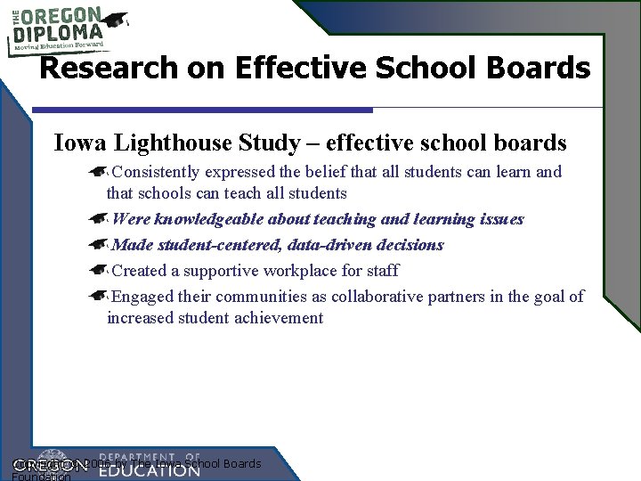 Research on Effective School Boards Iowa Lighthouse Study – effective school boards Consistently expressed