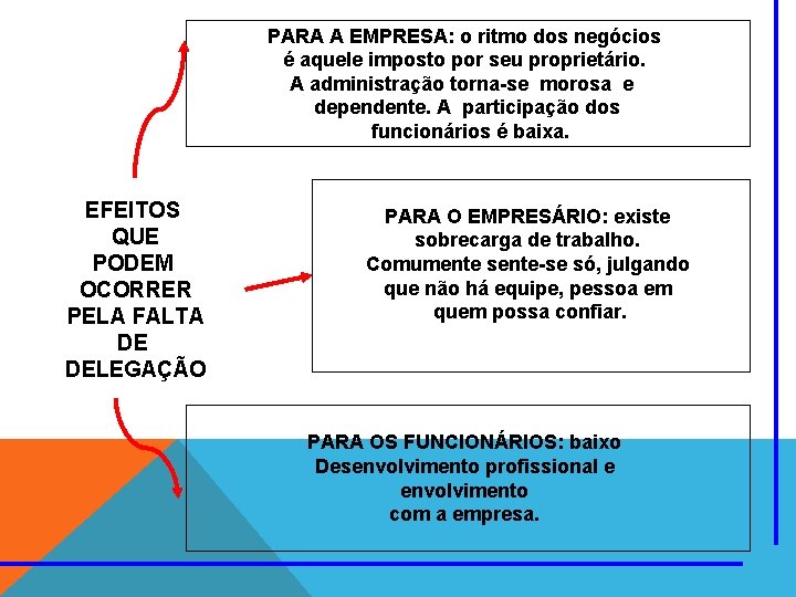 PARA A EMPRESA: o ritmo dos negócios é aquele imposto por seu proprietário. A